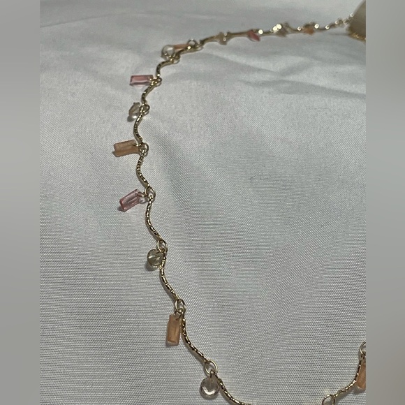 Anthropologie Gold-Tone Necklace with Pink & Peach Beads - Picture 2 of 5